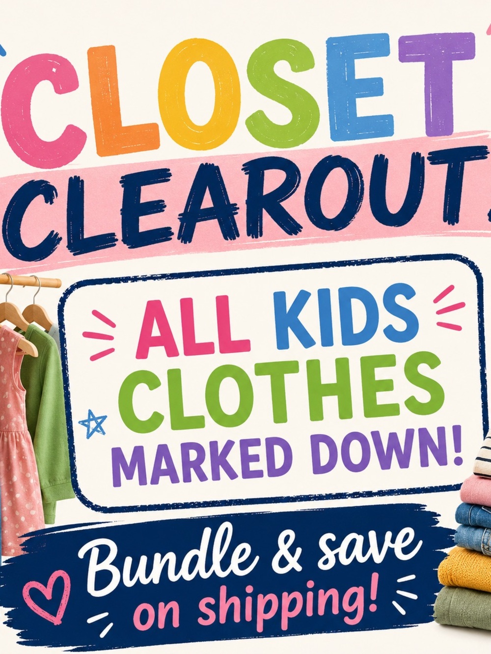 Closet Clearout Colorful Kids Clothes Sale Sign